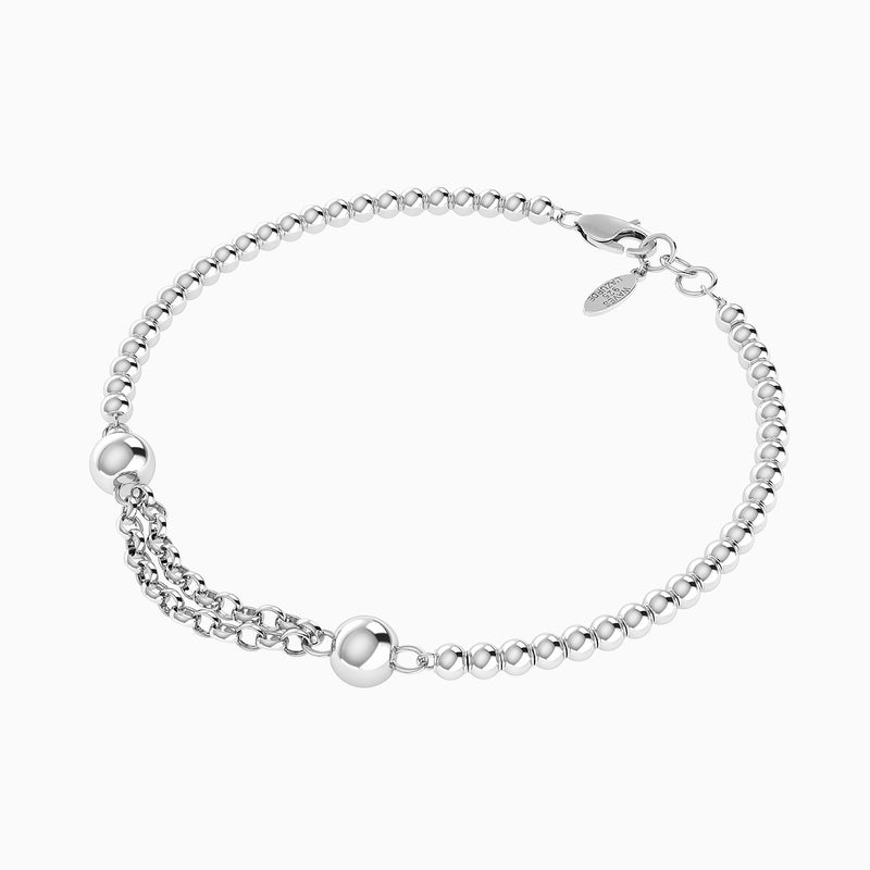Waves by L'azurde Small Beads Chain Bracelet In Silver - Image 3
